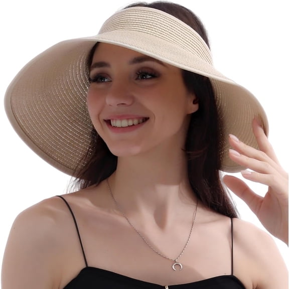 YooGuoGuo Wide Brim Straw Sun Hats for Women Summer Beach Vacation Essential Foldable Packable with Ponytail Design Perfect for Travel.