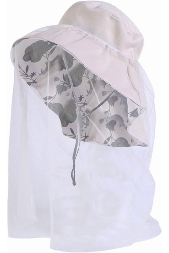 Wide Brim Sun UV Protection Sunhat with Mesh Veil Head Net Hat