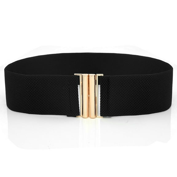 YooGuoGuo Wide Elastic Belt Solid Color Corset Belt Metal Buckle Lady Fashion Cummerbands Stretch Cinch Waistband Women Waist Belt