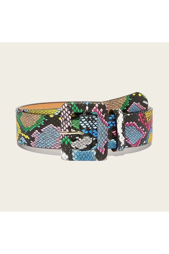Width 3.5cm pu leather green snake waist dress decorative strap European and American fashion buckle belt chatelaine