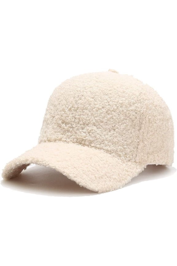 Winter Baseball Cap for Women Lamb Wool Solid Color Warm Golf Hats for Outdoor Travel Adjustable Hat