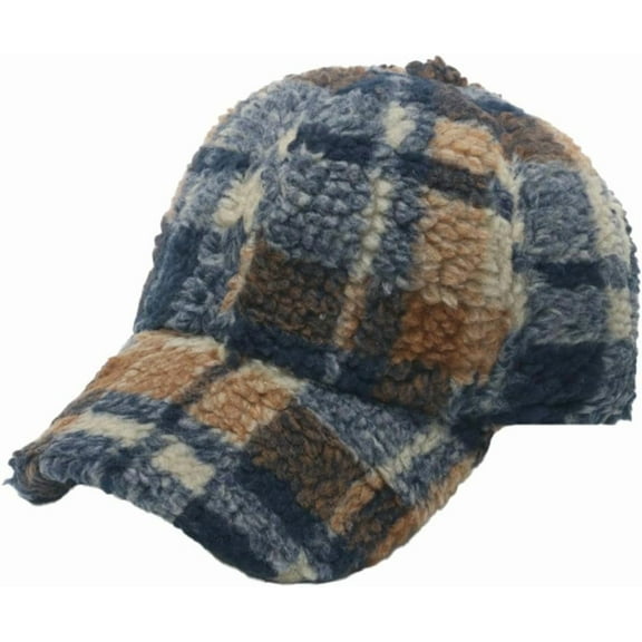 YooGuoGuo Winter Baseball Cap for Women Man Lamb Wool Checkered Warm Visor Hat for Outdoor Travel