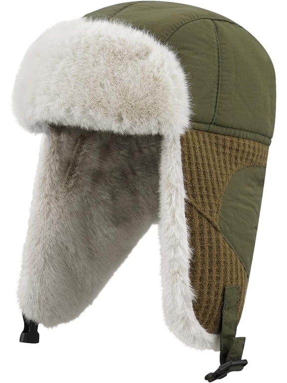 Winter Trapper Ski Hat for Men Trooper Russian Warm Hat Outdoor Skiing Ushanka Hat Snow Eskimo Hat with Ear Flaps