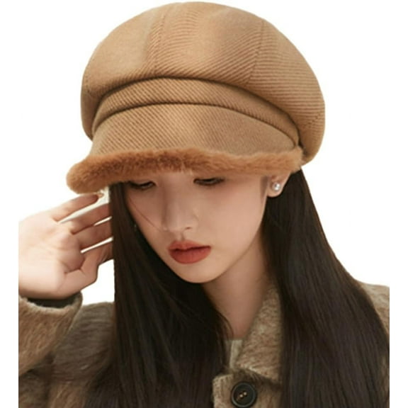 YooGuoGuo Women Autumn Winter Beret Hat Fashion Visor Newsboy Cap Warm Snow Ski Caps Solid Color Vintage Octagonal Hat