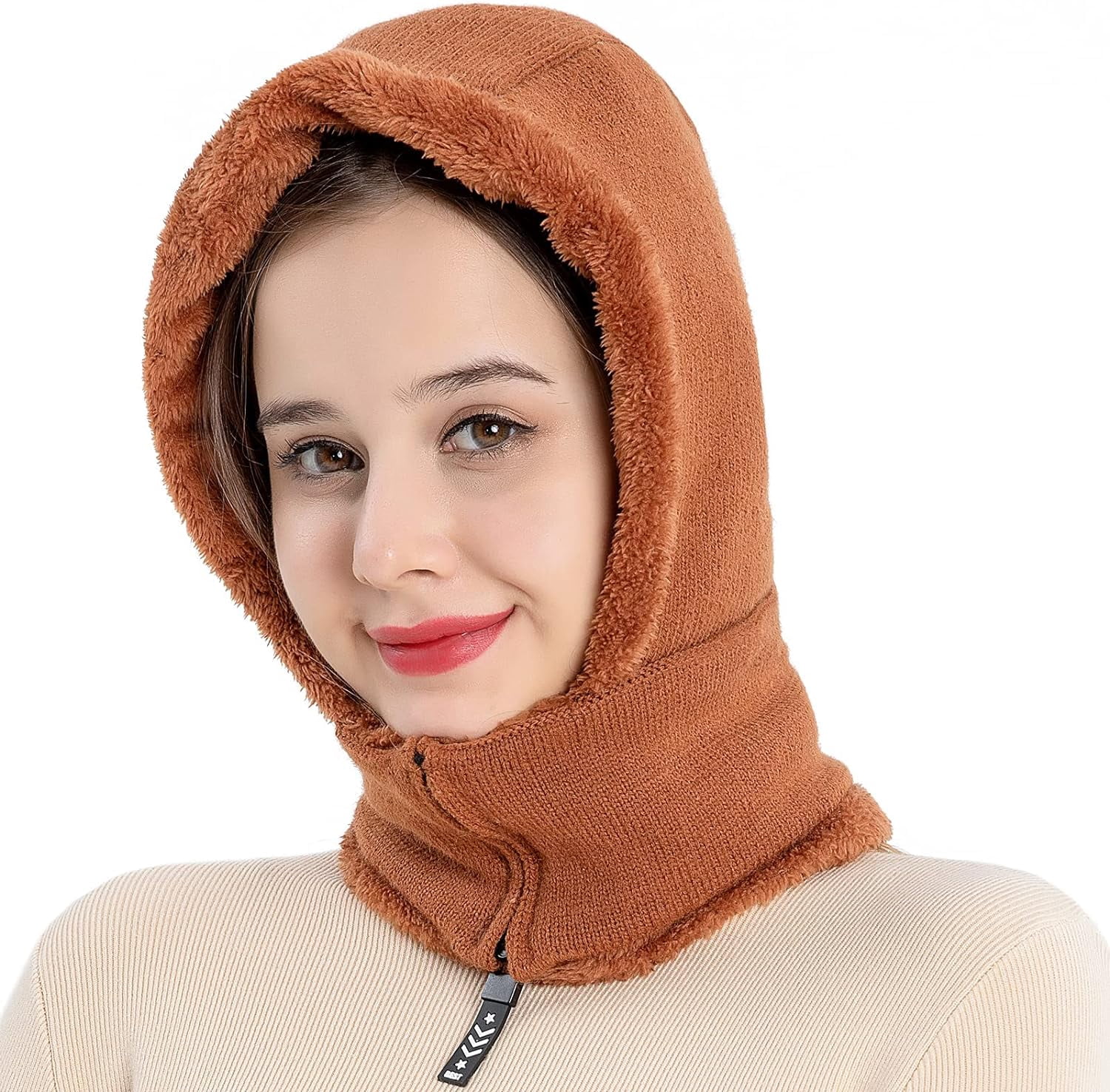 YooGuoGuo Women Balaclava Visor One-Piece Skull Beanie Hat Neck Circle Scarf Ski Snow Winter Knit Fleece Cap Cold Weather