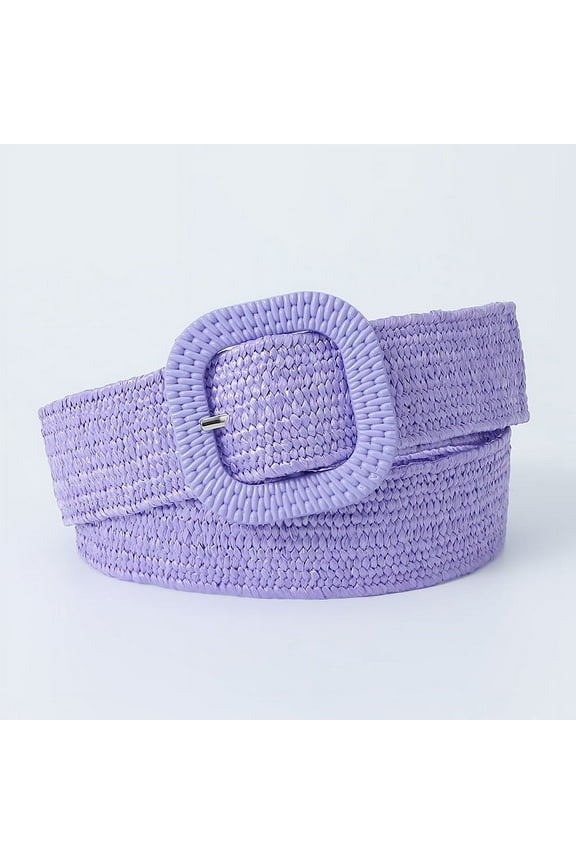 Women Casual Waistband Pp Grass Woven Belt Boho Braided Waist Strap Elastic Wide Waistband For Coat Dress Pin Buckle Belts