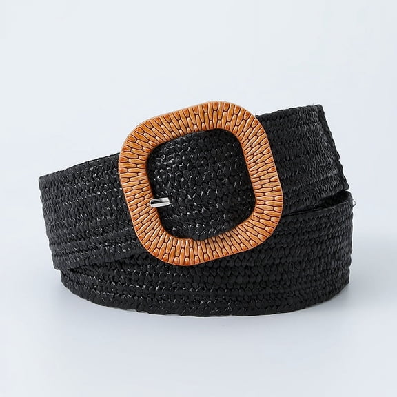 YooGuoGuo Women Casual Waistband Pp Grass Woven Belt Boho Braided Waist Strap Elastic Wide Waistband For Coat Dress Pin Buckle Belts