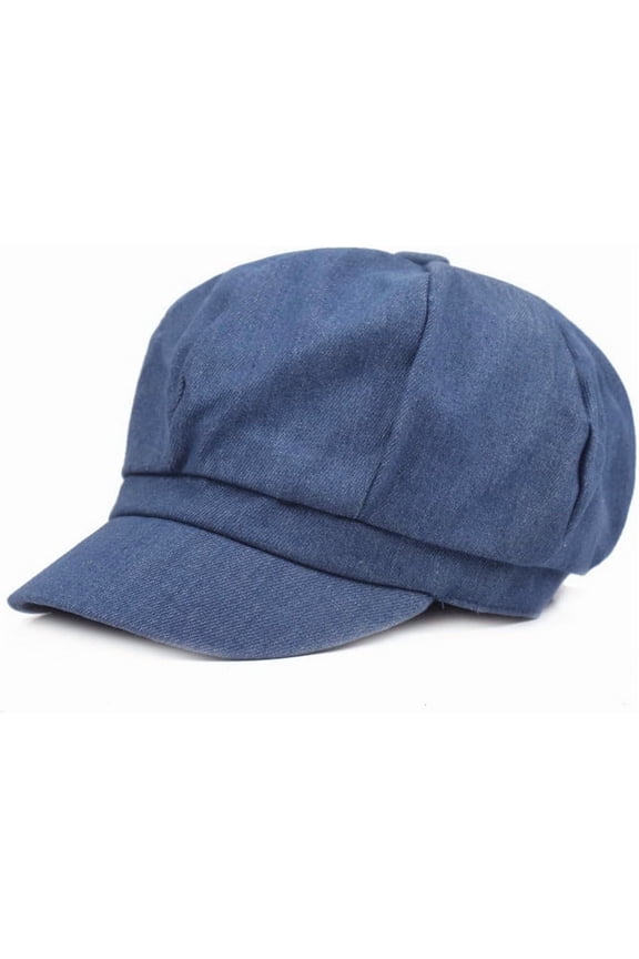 Women Denim Newsboy Peaked Beret Cap Vintage Baker Boy Visor Artist Hat