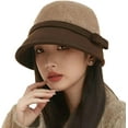 thumbnail image 1 of YooGuoGuo Women Elegant Winter Polyester Bucket Hats Church Cloche Flapper Hat Vintage Bowler Hat Fishing Beanie Cap with Bowknot, 1 of 7
