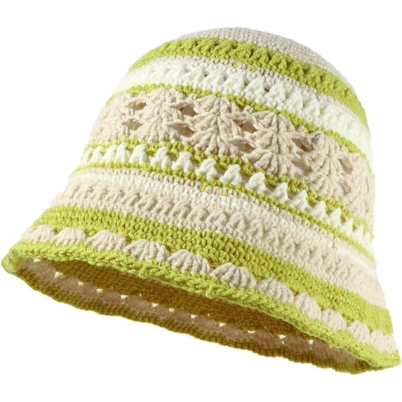 YooGuoGuo Women Fashion Crochet Bucket Hat Cute Knit Fisherman Caps for Outdoor Fall Spring Striped Beanies Cloche Hats