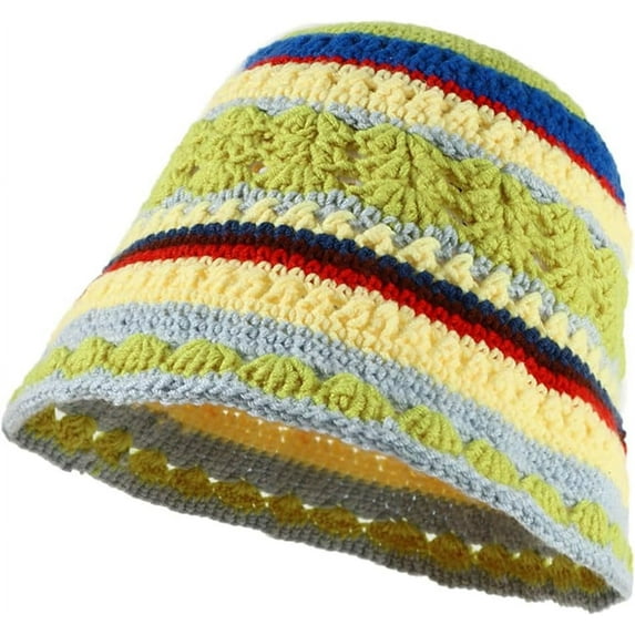 YooGuoGuo Women Fashion Crochet Bucket Hat Cute Knit Fisherman Caps for Outdoor Fall Spring Striped Beanies Cloche Hats