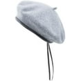 thumbnail image 1 of YooGuoGuo Women Faux Leather Trim Drawstring Military Beret Wool Blend Army Style Berets for Men, 1 of 2