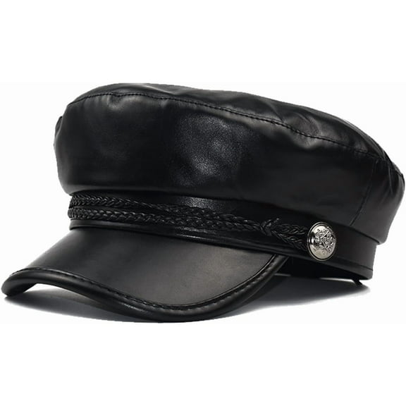 YooGuoGuo Women Fiddler Cap Newsboy Hat PU Leather Visor Beret Cap