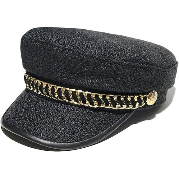 YooGuoGuo Women Fiddler Cap Newsboy Hat with Chain Trendy Visor Beret Caps for Ladies Girls Spring Red Captain Hat