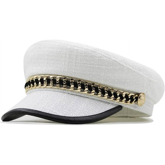 YooGuoGuo Women Fiddler Cap Newsboy Hat with Chain Trendy Visor Beret Caps for Ladies Girls Spring Red Captain Hat