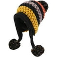 thumbnail image 1 of YooGuoGuo Women Fleece Lined Beanie Cap Contrast Color Warm Knitted Ski Hat w/Earflap Pom, 1 of 7