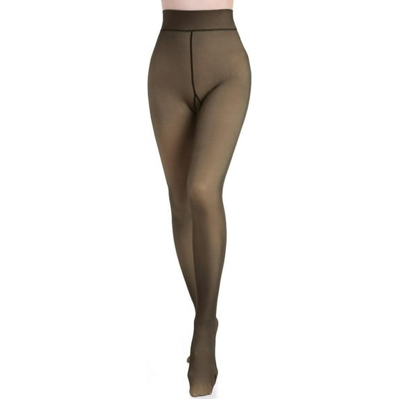 YooGuoGuo Women Fleece Lined Tights, Winter Warm Fake Translucent Faux Transparent Pantyhose Slim Thermal Sheer Thick Leggings