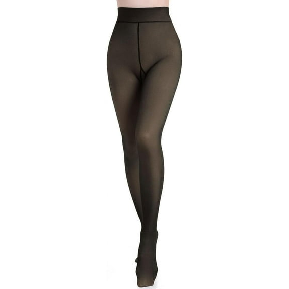 YooGuoGuo Women Fleece Lined Tights, Winter Warm Fake Translucent Faux Transparent Pantyhose Slim Thermal Sheer Thick Leggings