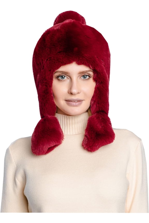 Women Fleece Russian Ushanka Trapper Pilot Aviator Cap Winter Windproof Ski Hat