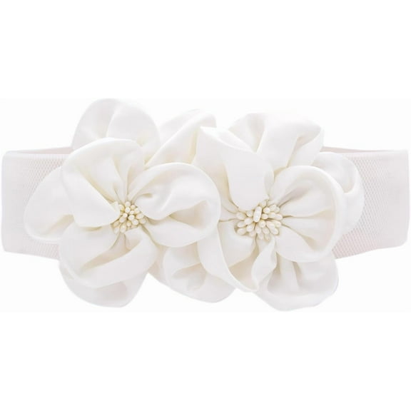 YooGuoGuo Women Girls Big Stretch Double Décor Flowers Buckle Adjustable Elastic Wide Waist Belt
