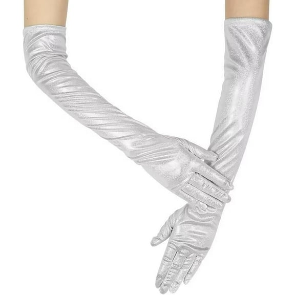 YooGuoGuo Women Glitter Sparkly Gloves Long Opera Party 20s Gloves Fashion Metallic Gloves Cosplay Dance Accessories