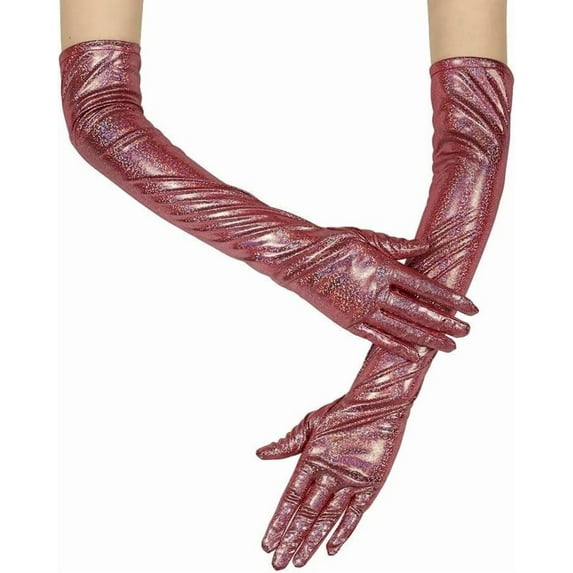 YooGuoGuo Women Glitter Sparkly Gloves Long Opera Party 20s Gloves Fashion Metallic Gloves Cosplay Dance Accessories