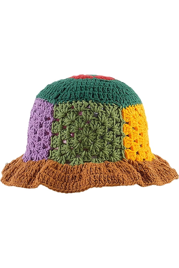 Women Knitted Bucket Hats Handmade Cloche Crochet Milk Cotton Fisherman Hat Travel Beach Floral Hobo Cap Falbala Brim