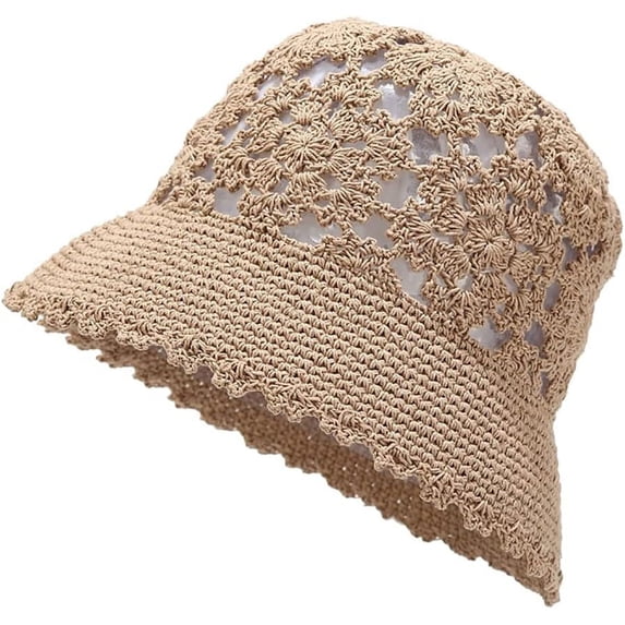 YooGuoGuo Women Lady Stylish Crochet Cloche Bucket Hat Cute Lightweight Handmade Knit Summer Slouchy Beanie with Brim