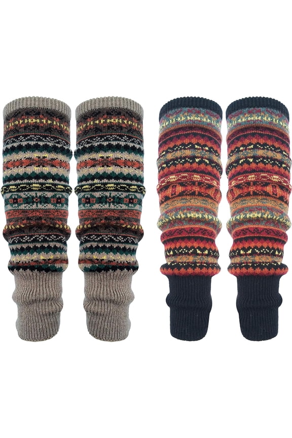 Women Long Leg Warmers Winter Bohemian Cover Boot Cuffs Knit Crochet Over Knee Christmas Boho