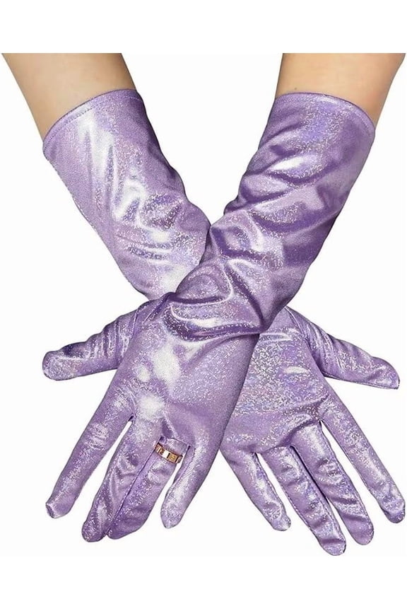 Women Long Shiny Metallic Gloves Sexy Opera Party Cosplay Gloves Hallowmas Costume