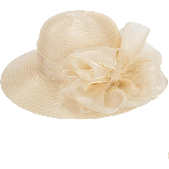 YooGuoGuo Women Organza Derby Sun Hat,Kentucky Fascinator Cocktail Tea Party Hat Flower Church Wedding Bridal Straw Caps