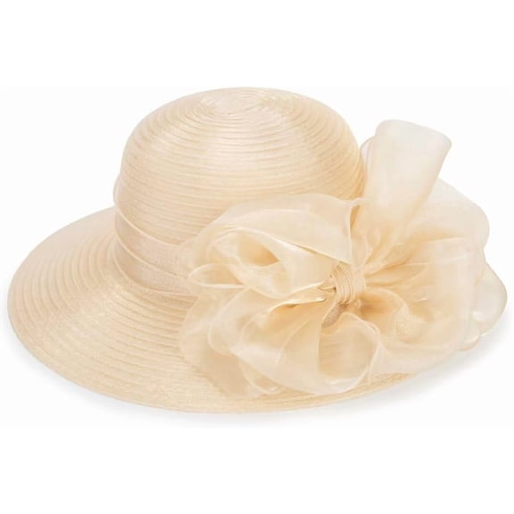 YooGuoGuo Women Organza Derby Sun Hat,Kentucky Fascinator Cocktail Tea Party Hat Flower Church Wedding Bridal Straw Caps