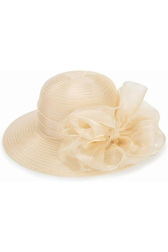 Women Organza Derby Sun Hat,Kentucky Fascinator Cocktail Tea Party Hat Flower Church Wedding Bridal Straw Caps