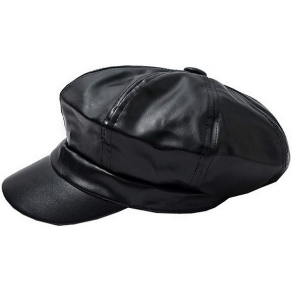 YooGuoGuo Women PU Leather Newsboy Peaked Beret Cap Vintage Baker Boy Visor Hat