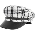 thumbnail image 1 of YooGuoGuo Women Plaid PU Brim Polyester Newsboy Cap Bakerboy Hat Flat Top Captain Sailor Hat, 1 of 9