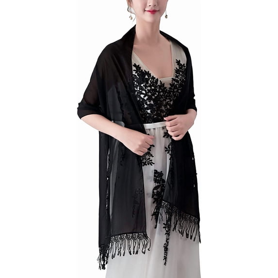 YooGuoGuo Women Shawls and Wraps Pashminas Scarf Chiffion Wedding Bride Bridesmaid Shawl Fringes for Evening Dress Party