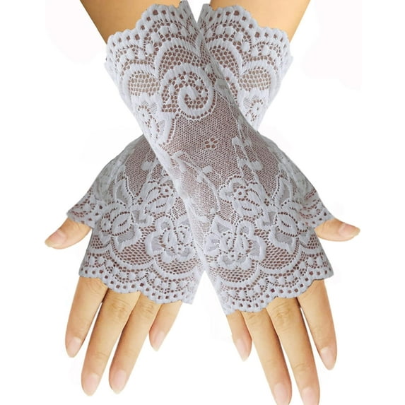 YooGuoGuo Women Short Lace Gloves Sunblock Fingerless Bridal Wrist Gloves Opera Evening Wedding Tea Party Prom Cosplay 1920s