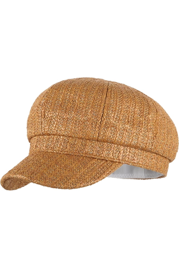 Women Straw Newsboy Cap Summer Sun Visor Octagonal Cap Retro Painter Hat Berets Lightweight Baseball Cap