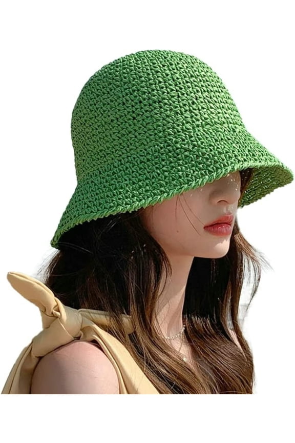 Women Straw Sun Hat Y2K Aesthetic Summer Beach Hat Foldable Woven Bucket Hat Fishing Hat Summer Vacation Accessories