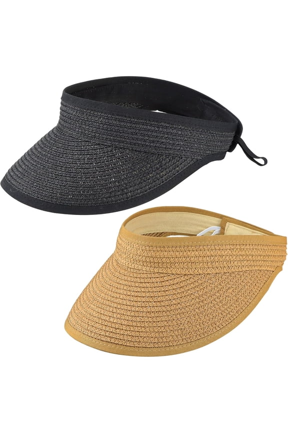 Women Straw Sun Visor Hat Wide Brim Foldable Summer UV Protection Beach Cap Packale Hats