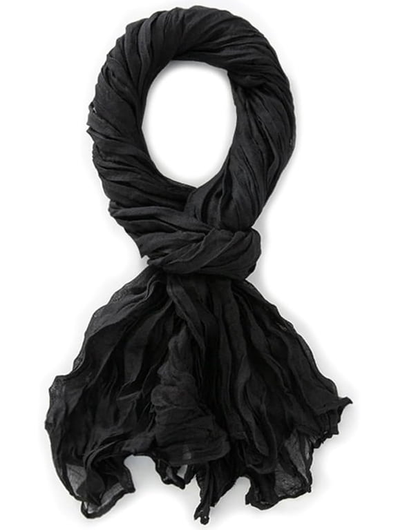 Women Summer Scarfs Lightweight Crinkle Shawl Cotton Linen Blend Beach Wrap Plain 70”×33”