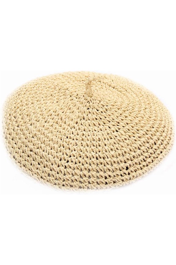 Women Summer Straw Woven Sunhat Classic Beret Artist Painter Sun Hat Cap