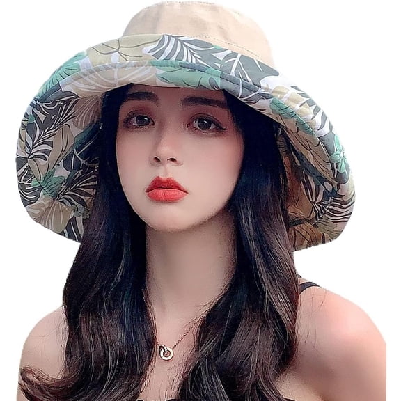 YooGuoGuo Women Summer Sun Hat Wide Brim Wired Edge Floral Beach Bucket Hats Reversible Foldable Travel UV Protection Lady Hat