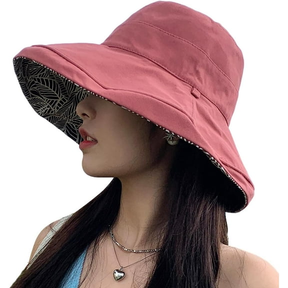 YooGuoGuo Women Summer Sun Hat Wide Brim Wired Edge Floral Beach Bucket Hats Reversible Foldable Travel UV Protection Lady Hat