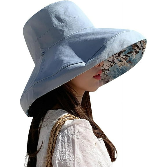 YooGuoGuo Women Summer Sun Hat Wide Brim Wired Edge Floral Beach Bucket Hats Reversible Foldable Travel UV Protection Lady Hat