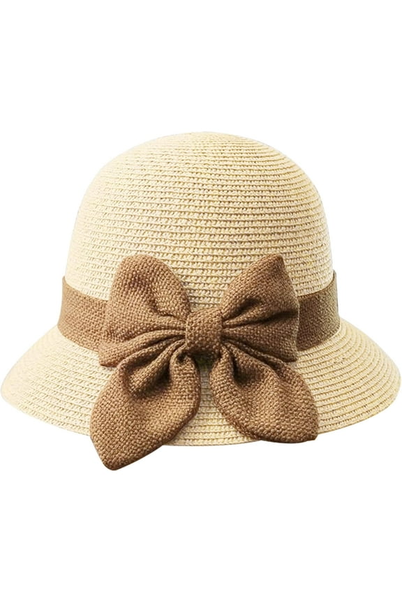 Women Sun Straw Hat Cloche Hat Summer Hat for Women 1920s Vintage Hat Foldable Packable for Beach Vacation