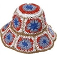 thumbnail image 1 of YooGuoGuo Women Wide Brim Crochet Bucket Hat Foldable Summer Straw Hat Flower Color Matching Fisherman Hat, 1 of 6