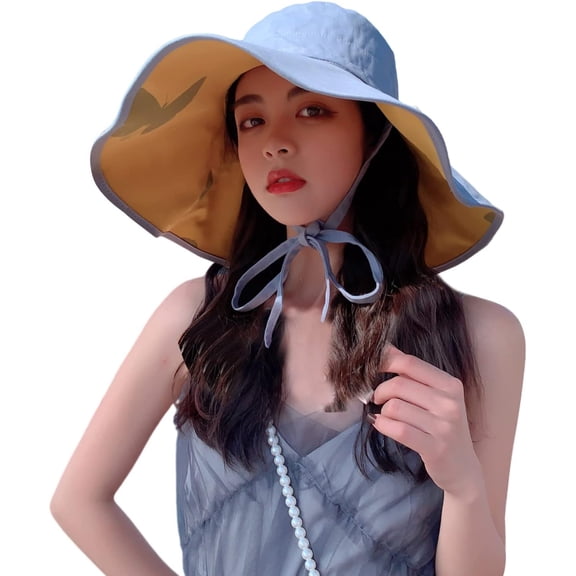 YooGuoGuo Women Wide Brim Summer Sun Hat Wired Edge Beach Bucket Fishing Hats Reversible Foldable Travel UV Protection