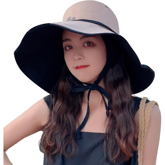 YooGuoGuo Women Wide Brim Summer Sun Hat Wired Edge Beach Bucket Fishing Hats Reversible Foldable Travel UV Protection