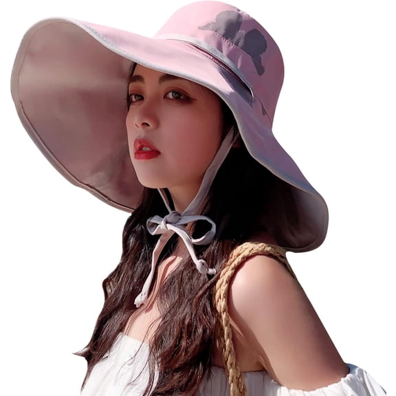 YooGuoGuo Women Wide Brim Summer Sun Hat Wired Edge Beach Bucket Fishing Hats Reversible Foldable Travel UV Protection